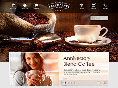 Coffeeshop Website Concept @2x clean coffee fireworks homepage webdesign