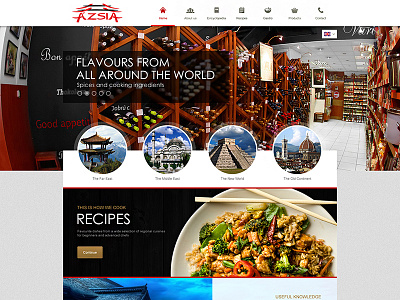 Webdesign concept for a grocery store asian black clean food gold homepage layout red slider webdesign webshop white