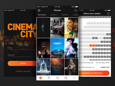 Cinema City - Movie Ticket Booking App Concept #1 app booking cinema ios movie ticket