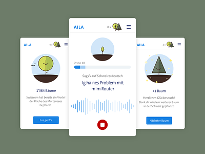 Speech Recognition Application 💬 ai app application artificialintelligence branding collect data data flat gamification illustration mobile simple simplify speech speech recognition swiss-german train trees vocie voicedesign