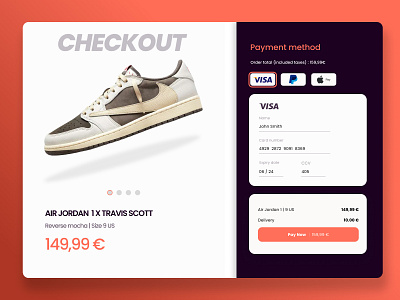 Checkout page Sneakers website - Daily UI 002 checkout credit card dailyui design graphic design sneakers ui web webdesign