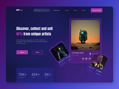 NFT marketplace Landing Page - Crypto - Web3 - Daily UI