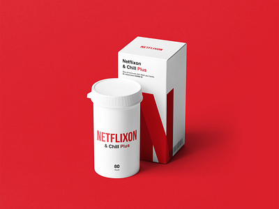 Netflixon art branding chill coronavirus covid design health medicine netflix packaging packaging design pills red stayhome