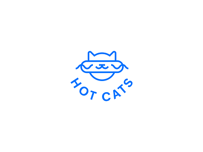 HotCats blue branding cat cup design fidelity card hotdog icon illustration logo mustard orange typography yellow
