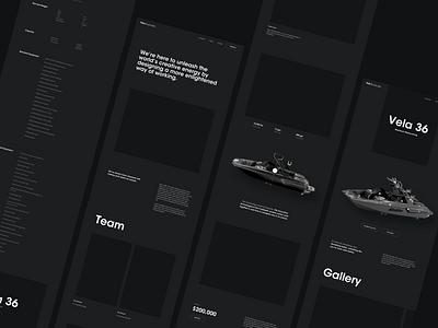 Dark Theme boats branding dark dark grey design typography ui ux water website concept website design white