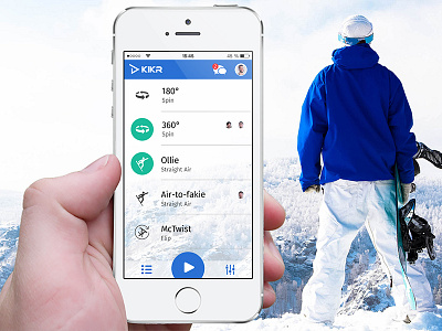 Kikr app app iphone outdoor play snowboard translucent ui