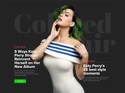 B-Beauty article beauty design editorial hero interface katy perry news type typography