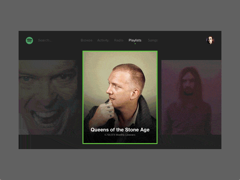 Spotify TV Interface app bands dashboard interface mastodon music principle rock smart tv spotify tv