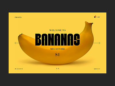 Bananas cart checkout ecommerce fruits gif hero interaction type video yellow