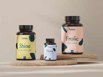 Pebble Products 3d brand design branding branding agency branding design direct to consumer label packaging pet products supplements