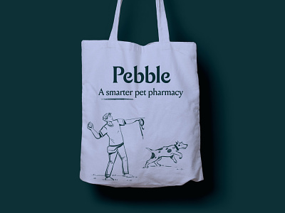 Pebble Tote Bag brand brand identity branding dog fetch illustration label design logo packaging pebble pet supplements typography