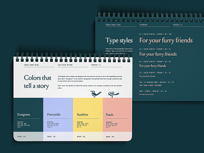 Pebble Brand Book - Color and Type brand brand book brand identity branding cat colors d2c direct to consumer dog green icon illustration logo modern pantone pet pets type styles typography