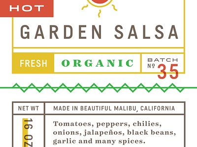 Organic Salsa Packaging california fresh hot kyle miller creative lines malibu organic packaging salsa sun type