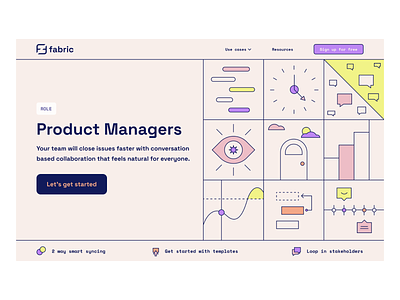 Fabric Roles abstract b2b brand design brand designer branding identity illustration landing page product managers roles saas tech use cases website