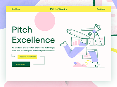 Pitch Works b2b brand brand identity branding icon iconography illustration landing page modern pitch pitch deck presentation sales startup tech ui website