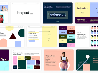 Helped Brand Guide b2b booklet brand design brand designer brand guide brand identity branding color pallete colorful consumer health modern shapes style guide typography
