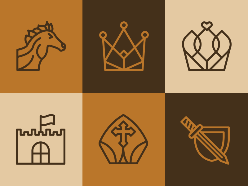 Chess Icon Set bishop chess crown horse icons illustration king pattern queen shield