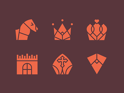 Chess Icons chess crown horse icons illustration king line pawn queen