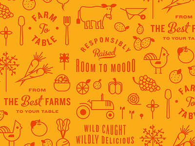 Farm to Table Pattern farm fruit icon illustration line packaging pattern