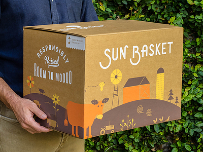 Sun Basket Packaging california custom type delivery farm flowers illustration logo organic packaging script startup typography