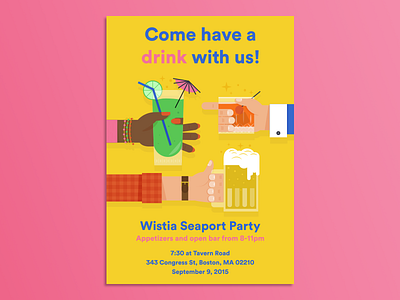 Come have a drink with us! beer boston drinks event hands illustration party poster whiskey