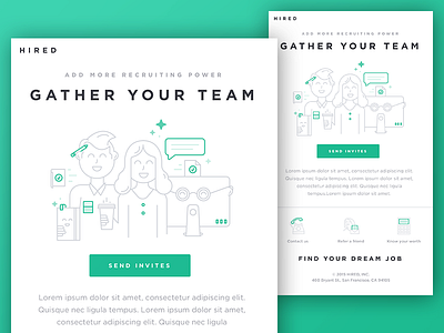 Gather Your Team Email computer email line art people recruiting startup team template