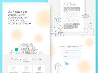 Renew About Page about page austin branding energy freelance home icon illustration landing page marketing solar