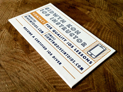 Dive Into iOS Business Card branding business business card business cards cards letterpress print
