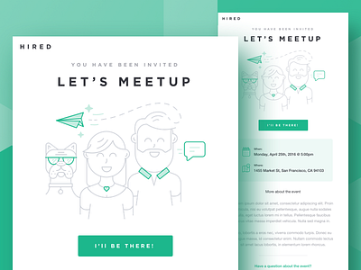 Hired Email Template brand email hired icon illustration meetup template