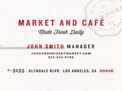 LA Farmers Market business card print type typography vintage