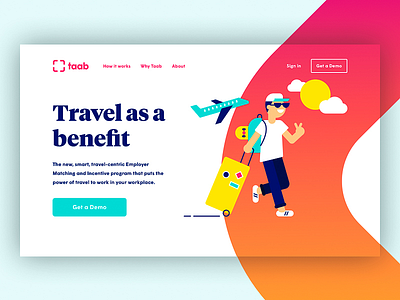Taab Website benefit brand brand identity hero illustration start up travel website
