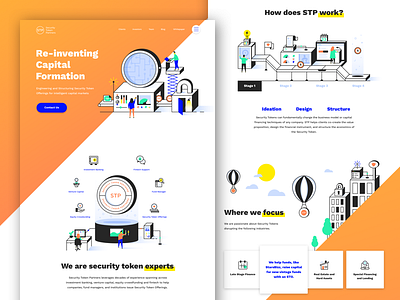Security Token Partners blockchain crypto homepage icon illustration landing page security single page site token web design website