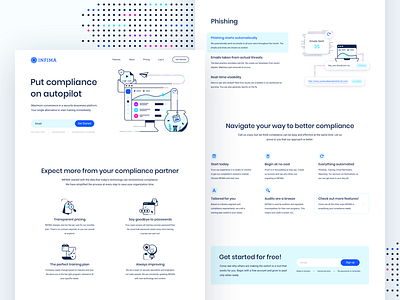 Infima Homepage brand brand identity branding compliance icons illustration landing page security web design website