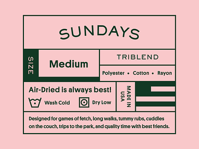 Sundays Clothing Tag