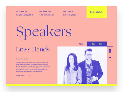Speakers Page brand brand identity branding conference illustration modern speaking typography ui website
