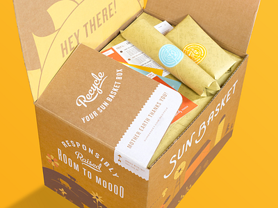Sun Basket Unboxing Experience box brand brand identity branding design food illustration packaging type typography