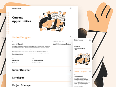 Brass Hands - Jobs brand brand designer brand identity branding design agency design studio icon illustration landing page modern type typography website
