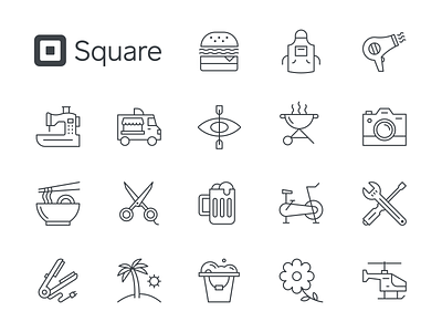 Square Icons app brand brand identity branding brass hands icon icon design icon set iconography illustration line line icons lineart modern icons square