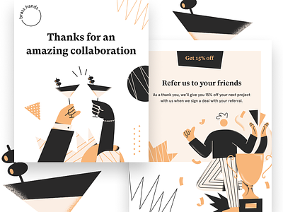 Referral Program brand brand identity branding characters cheers drinks email email campaign email design illustration illustrations landing page modern typography website
