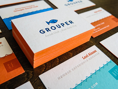 Grouper Business Card - Shot 2 business business card business cards cards club dating drinks edge painting french paper grouper la letterpress mamas sauce new york city nyc printing sf social start up