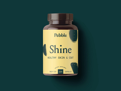 Pebble - Shine b2c bottle brand brand identity branding consumer direct to consumer illustration label logo modern packaging packaging design pet supplements texture typography