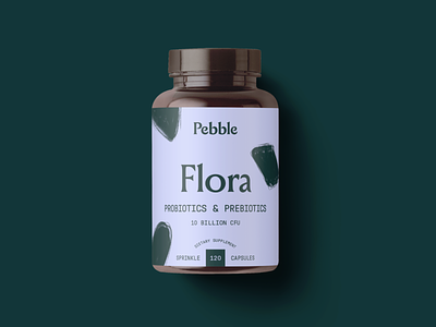 Pebble - Flora 3d brand brand identity branding illustration label logo modern packaging packagingdesign supplement label design supplements typography