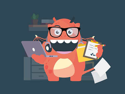 Dragon Officeboy account corporate dragon hip illustration laptop notes office office boy smart