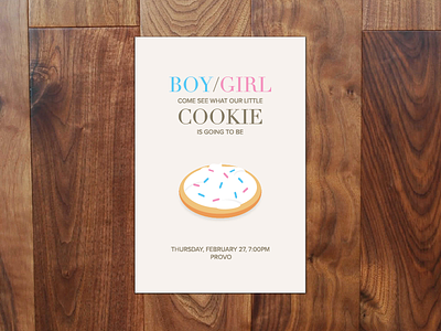 Gender Reveal Invite baby blue boy cookie gender girl pink reveal