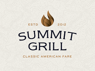 Summit Grill fare flame gradient grill logo mountain restaurant serif summit topography