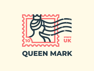 Queen mark crown hair logo mark postage stamp queen royal