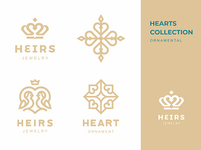 Heirs baby birds branding crown graphicdesign heart heirs jewelry kids line logo logo for sale logodesign logomark logotype love ornament unused