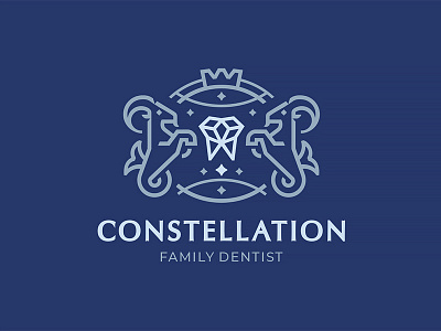 Сonstellation branding capricorn constellation crown dentist family dentist goat graphicdesign line art logo logodesign logomark logotype teeth