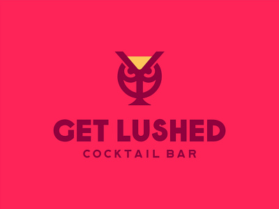 Get Lushed bar alcohol bar branding cocktail design drink graphicdesign logo logodesign logomark logotype owl