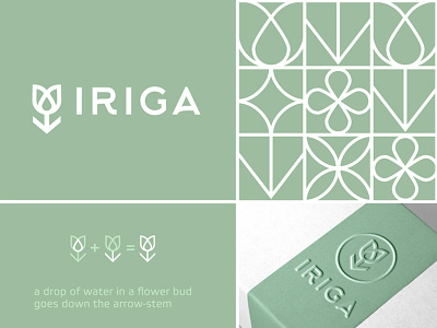 Iriga arrow branding design drop flower flowerbed garden graphicdesign illustration logo logodesign logomark logotype plant stem vector water watering